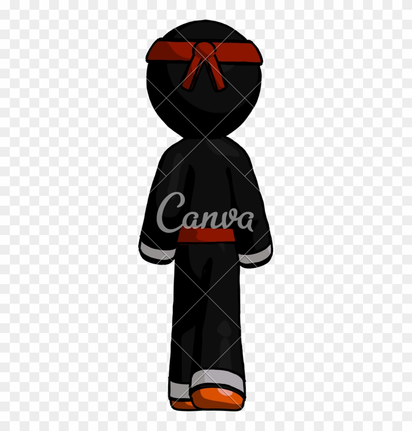 Orange Ninja Warrior Man Walking Away, Back View - Use Canva Like A Pro #1396265
