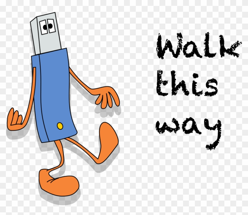 Cartoon Usb Thumb Drive Walks Away - Funny 40th Birthday Quotes Male #1396271