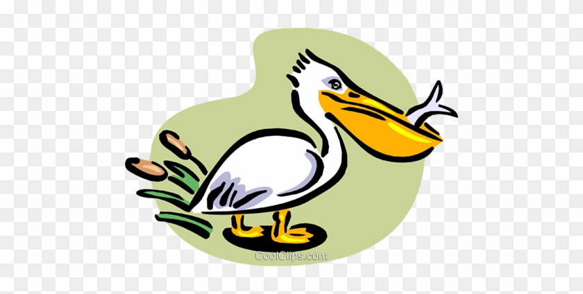 Pelican With Fish Royalty Free Vector Clip Art Illustration - Pelican Clipart Free #1396412