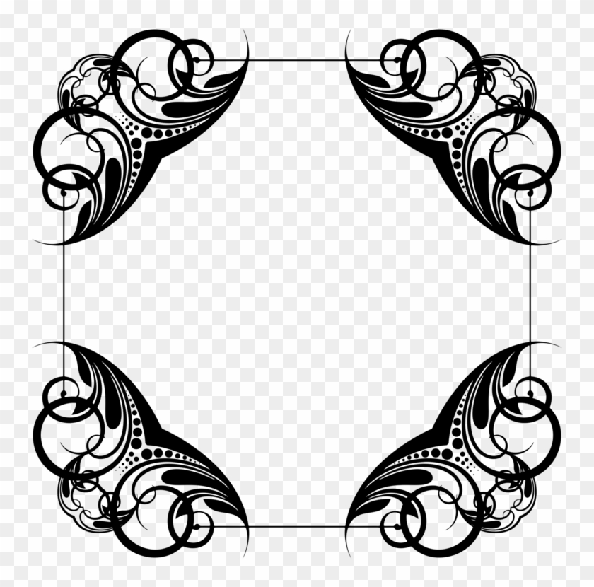 Decorative Corners Borders And Frames Ornament Encapsulated - Line Art Corner Design #1396465