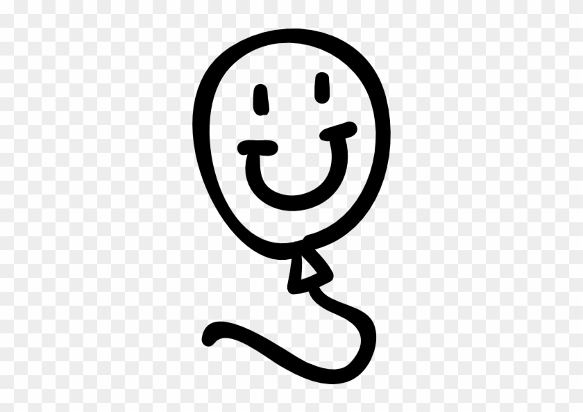 Balloon Hand Drawn Toy With Smiling Face Free Icon - Hand Drawn Smiley Face Png #1396643