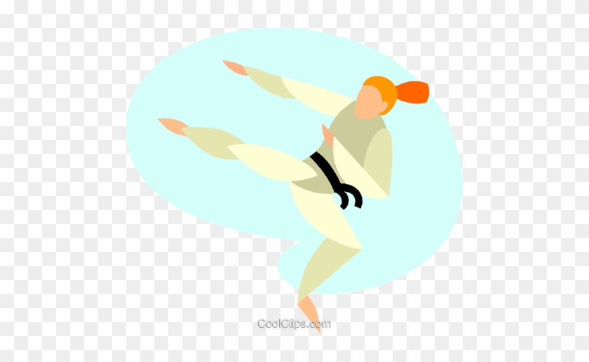 Women Performing Flying Side Kick Royalty Free Vector - Illustration #1396754