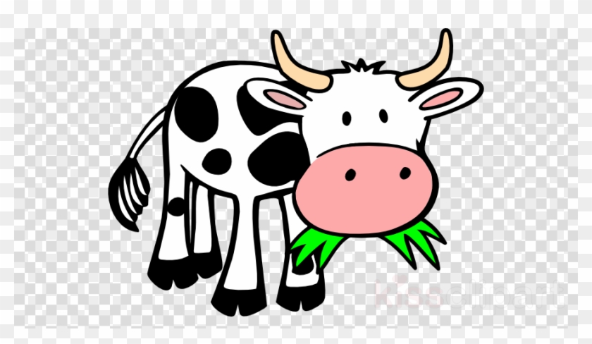 Cartoon Cow Eating Grass Clipart Cattle Calf - Cow Eating Grass Drawing #1396822