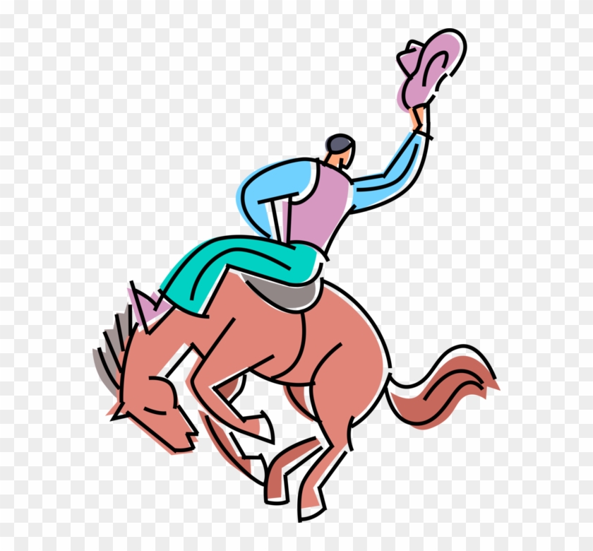 Cowboy Riding A Bucking Bronco Royalty Free Vector - Clip Art #1397087