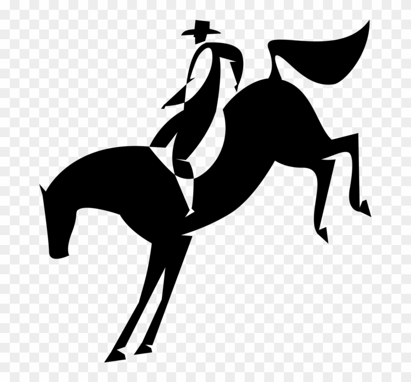 Vector Illustration Of Rodeo Cowboy Rides Bucking Bronco - Vaqueiro Em Png #1397088