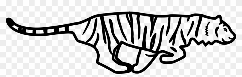 Tiger Outline Of Running Download - Tiger Running Clipart #1397140