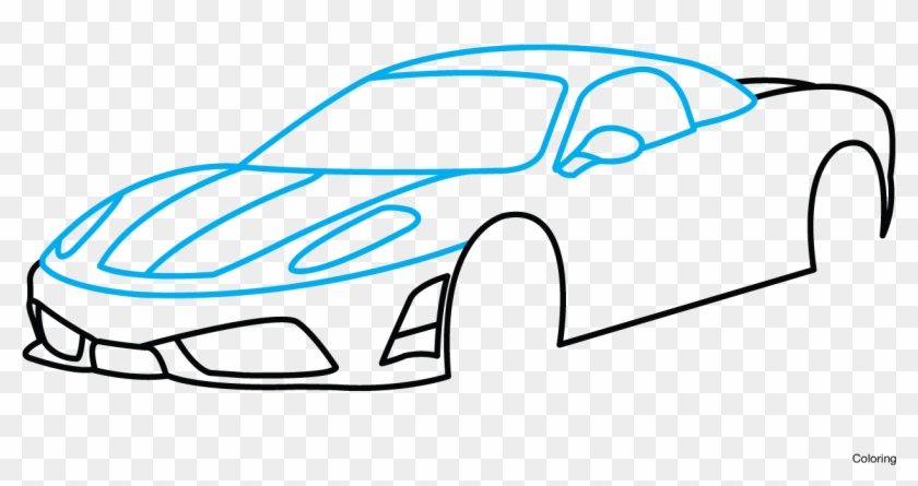 Drawing Mustang Side View - Ferrari Car Drawing Easy #1397914