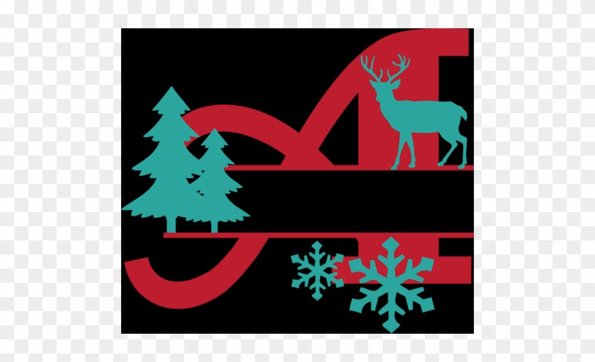 Christmas Monogram - Black And White Deer #1397915