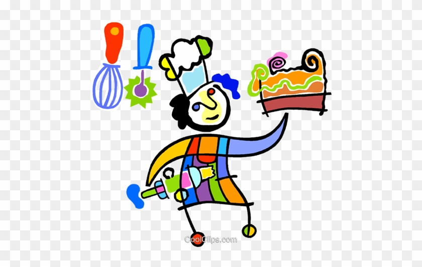 Chef With A Cake Royalty Free Vector Clip Art Illustration - Phonics #1397985
