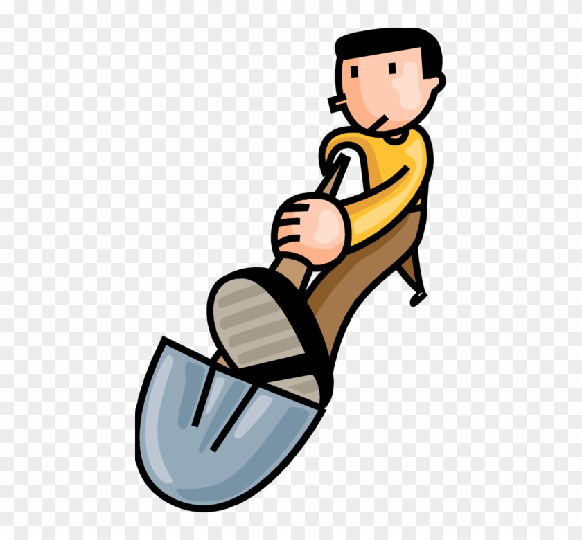 Vector Illustration Of Man Digs Hole With Shovel Tool - Копать Png #1398210