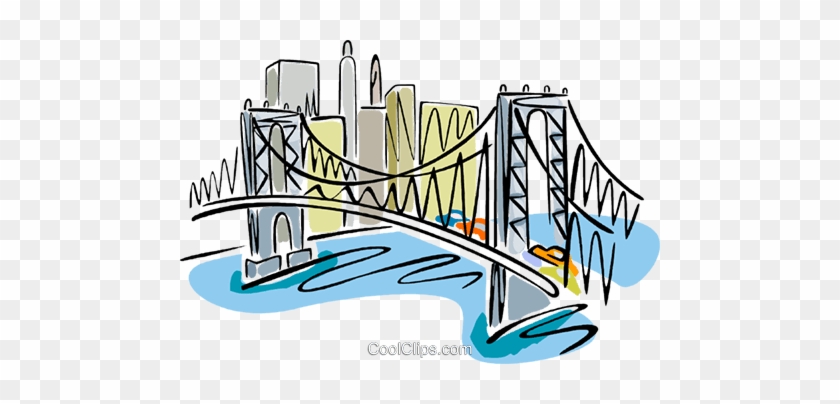 Bridge With A Cityscape Royalty Free Vector Clip Art - Bridge #1398817