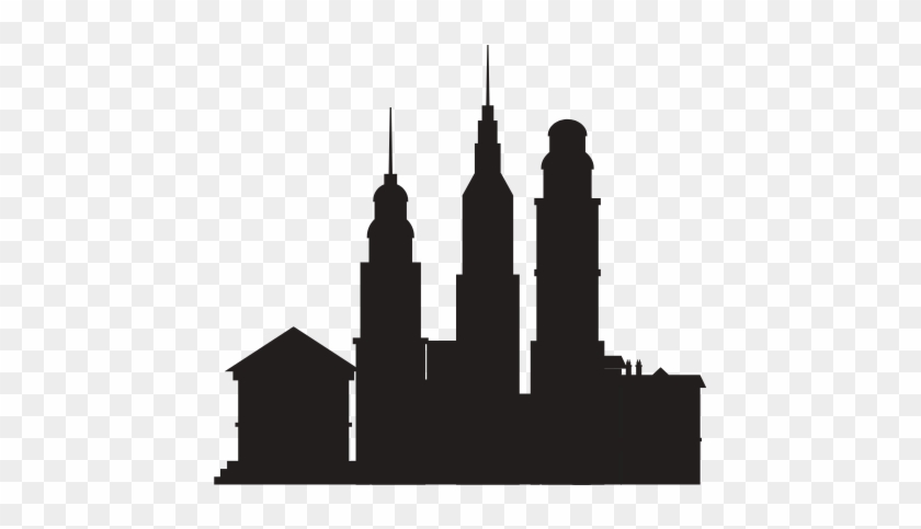 Cityscape Buildings Silhouette Vector Icon Illustration - City Buildings Silhouette #1398822