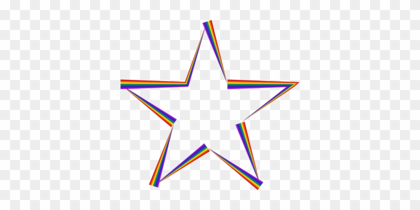 Star Rainbow Line Point Circle - Rainbow Star Transparent #1399110
