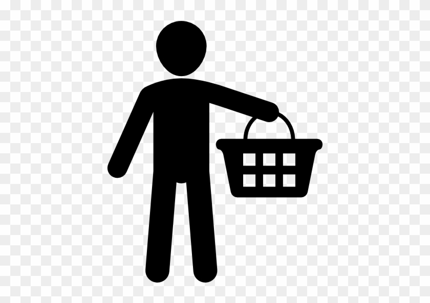 Man Holding Shopping Basket Vector - Man With Basket Icon #1399403