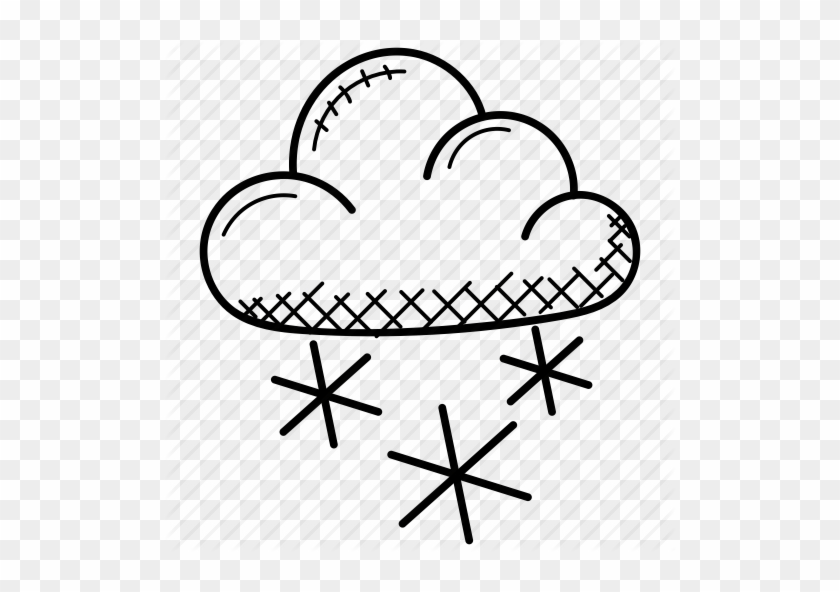 Black And White Raindrops Doodle Clipart Rain Cloud - Stock Illustration #1399646