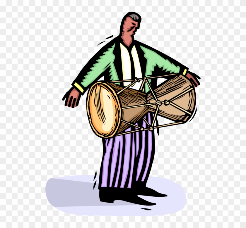 Vector Illustration Of Musician Plays African Conga - Illustration #1400019
