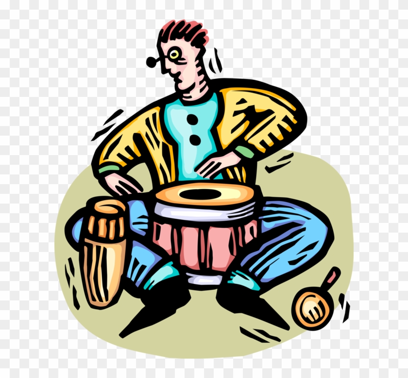 Vector Illustration Of Musician Plays Bongo Drums Musical - Bild #1400022