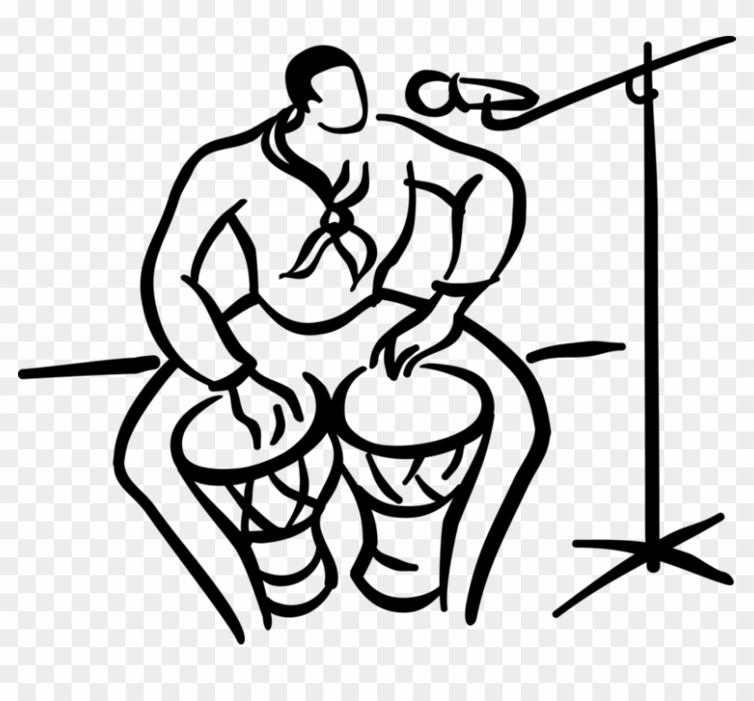 Vector Illustration Of Musician Sings And Plays The - Bongo Drum #1400061