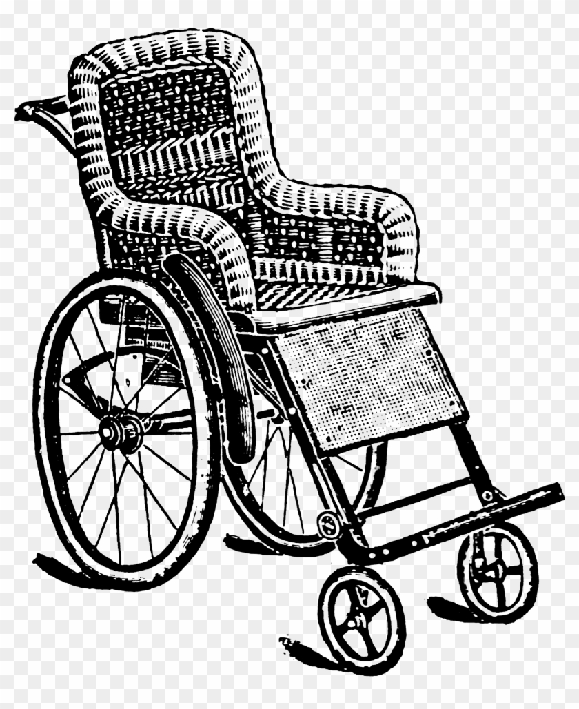 0724 Wheelchair Victorian Era Free Vintage Clip Art - Wheelchair Vintage Illustration #1400143