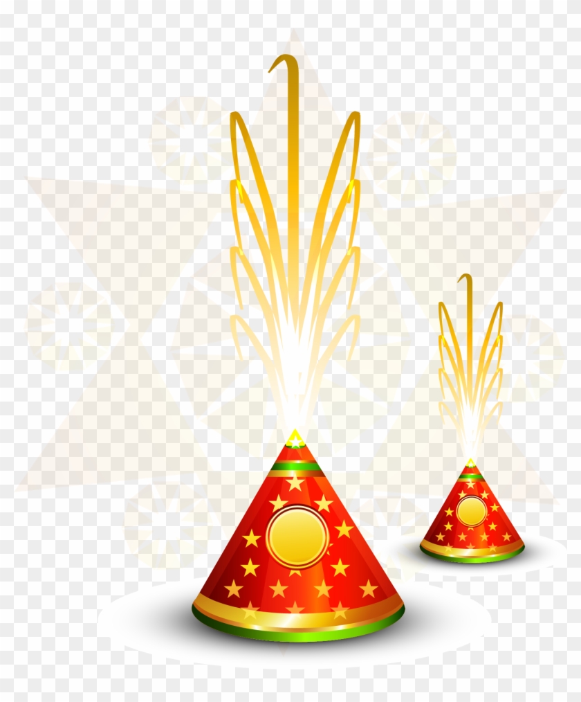 Vector Diwali Fireworks Firecracker Hindi Free Clipart - Diwali Crackers Vector Png #1400474