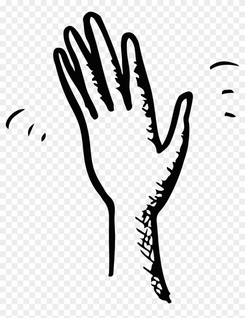 Hand Wave Black And - Drawing Of A Hand Waving #1401579