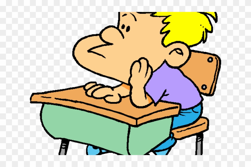 Student Paying Attention Clipart - Cartoon Student Sitting At Desk #1402472