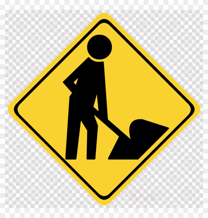 Construction Signs Black And White Clipart Traffic - Roadworks Transparent #1402639