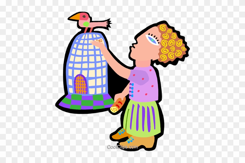 Woman With Bird On Cage Royalty Free Vector Clip Art - Woman With Bird On Cage Royalty Free Vector Clip Art #1403075