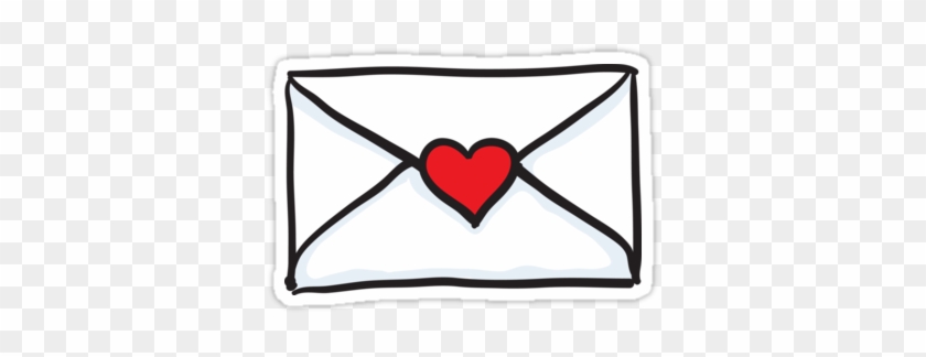 Love Letter Sticker Featuring A Cartoon Illustration - Cartoon Envelope With Heart #1403141