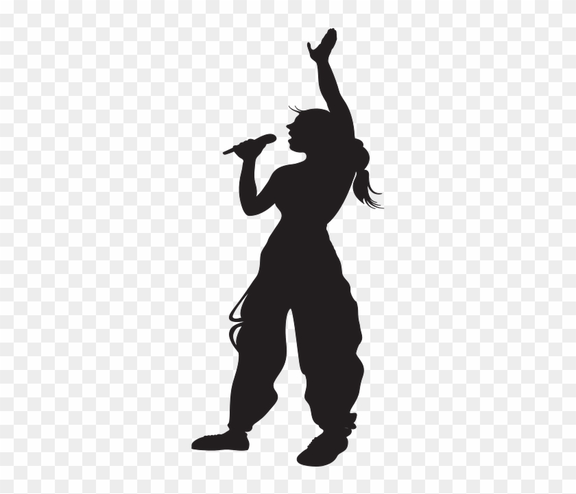 Karaoke Night Silhouette Vector Art - Silhouette Girl Singing Png #1403569