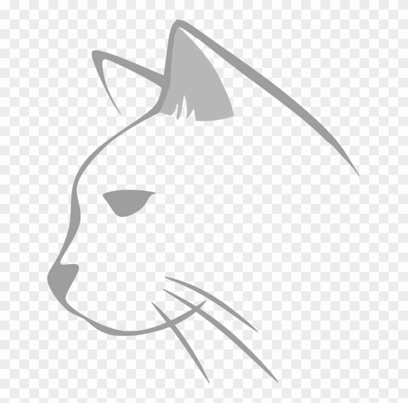 Cat Line Art Kitten Drawing Silhouette - Cat Head Drawing Black #1403575