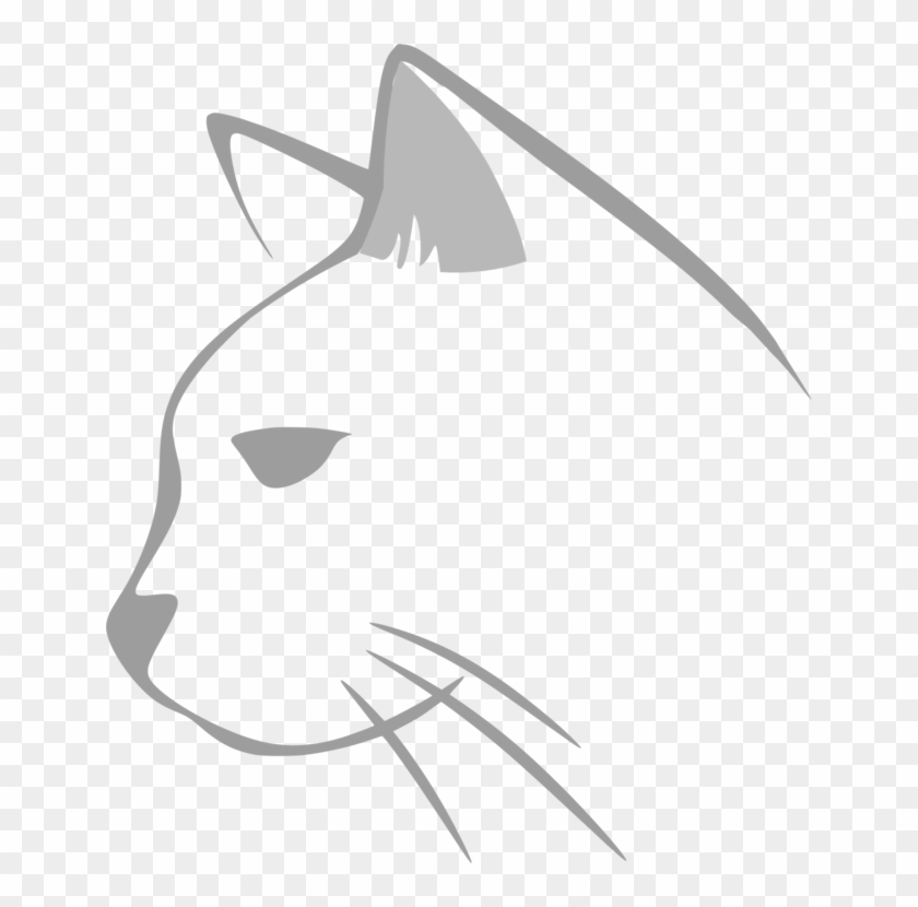 Cat Line Art Kitten Drawing Silhouette - Cat Head Drawing Black - Free