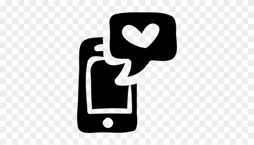 Cellphone With Heart Notification Message Free Vectors, - Mensajes Icono Para Celular #1403869
