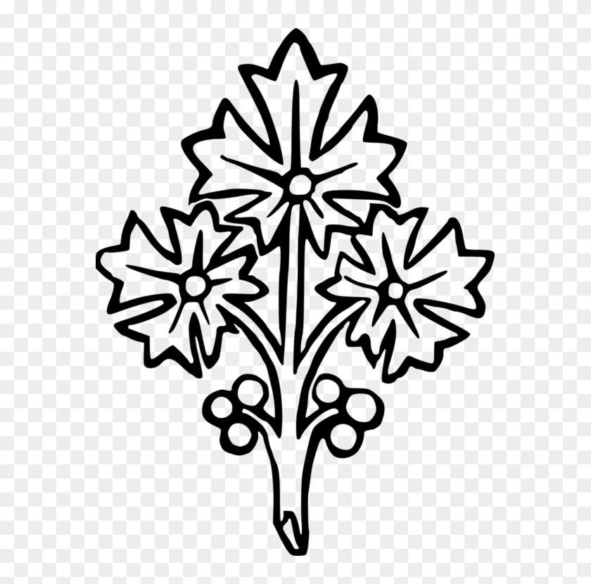 Floral Design Symmetry Leaf Flowering Plant Line Art - Art #1404426