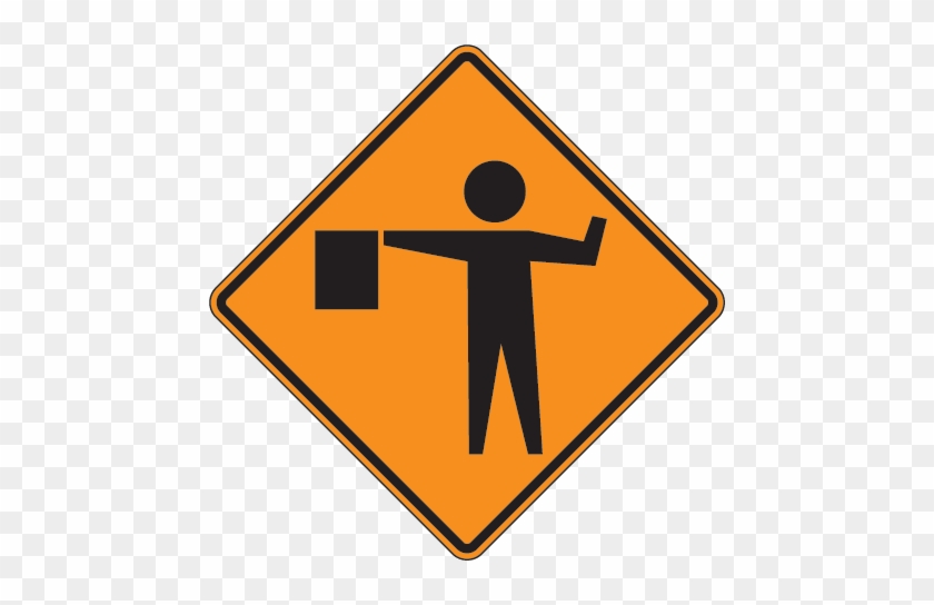 Traffic Signs - Flagger Ahead Sign #1404677