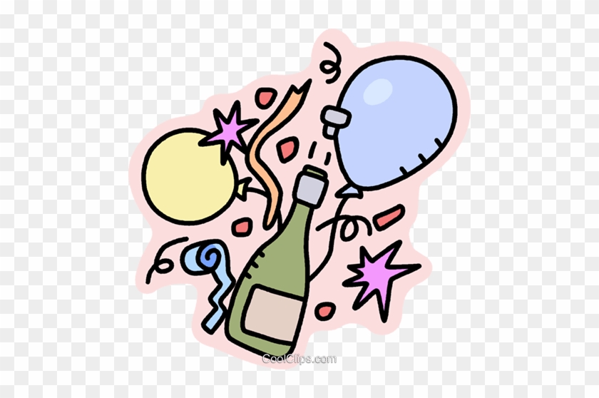 Bottle Of Champagne With Balloons Royalty Free Vector - Party Time Have Fun #1404810