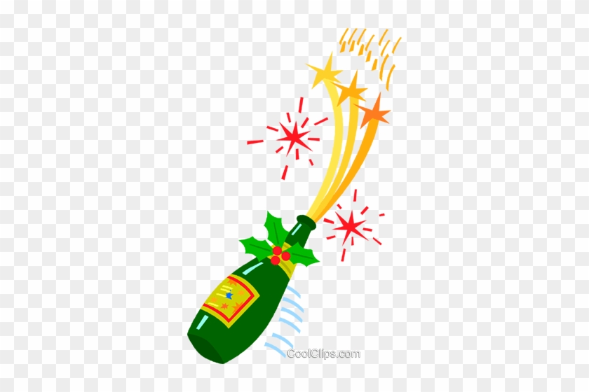 Champagne Bottle Royalty Free Vector Clip Art Illustration - Christmas Alcohol Clip Art #1404820