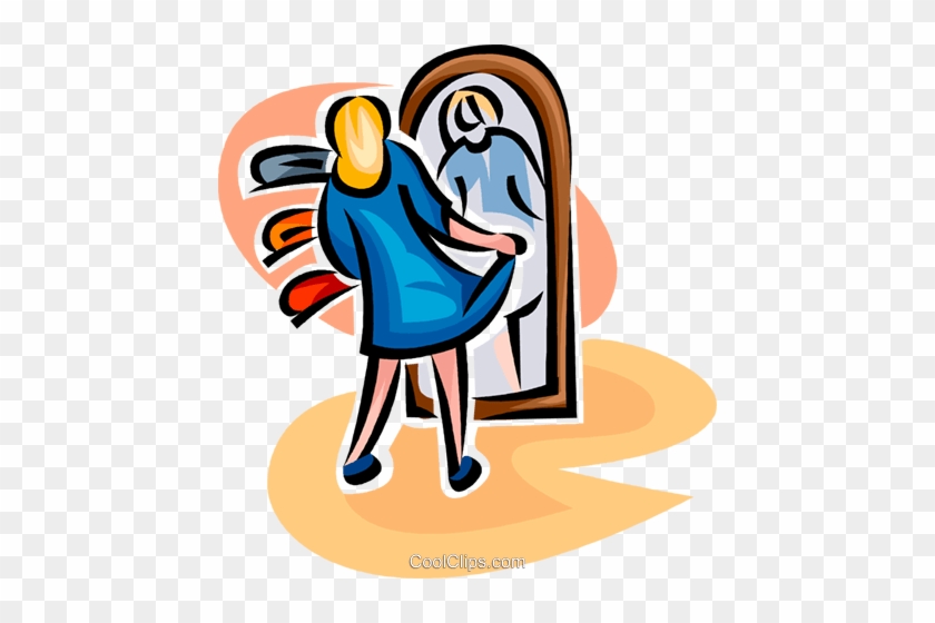 Woman Trying On A New Dress Royalty Free Vector Clip - Illustration #1405169