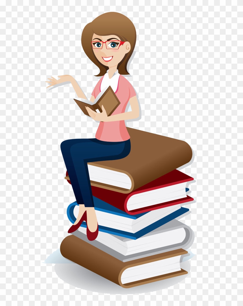 Professional Clipart Professional Girl - Woman Reading Book Cartoon - Free  Transparent PNG Clipart Images Download