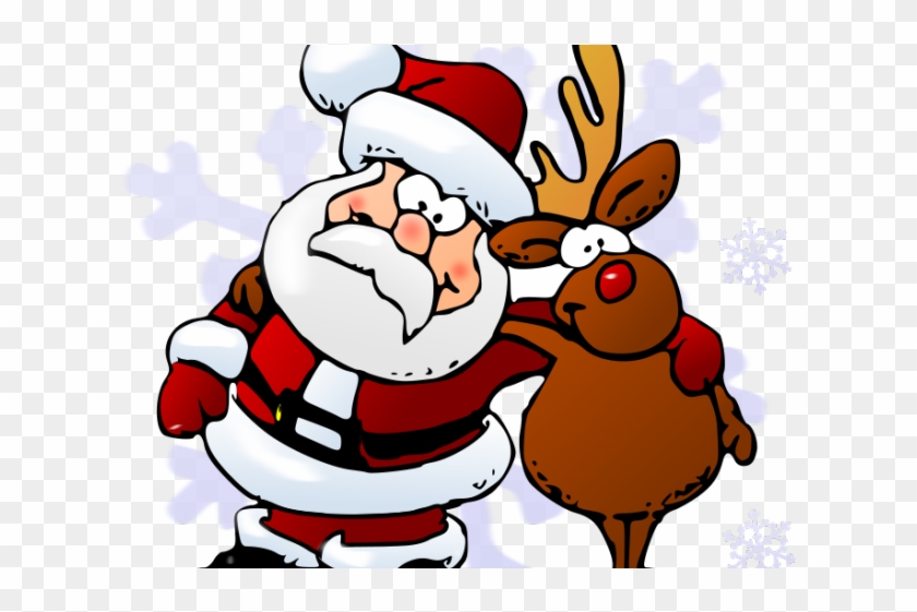 Reindeer Clipart Friend - Santa And Rudolph Cartoon #1405277