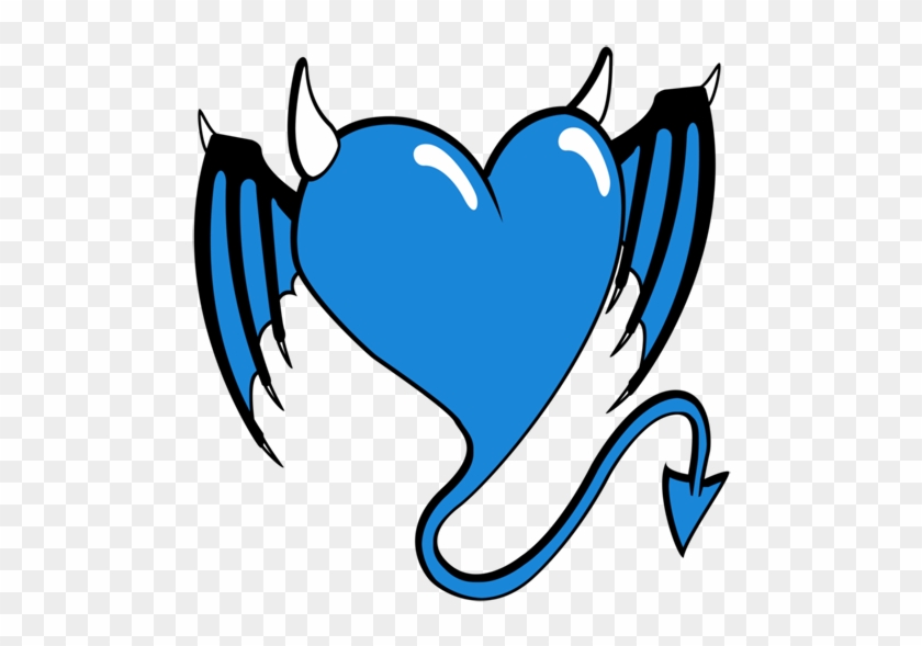 Blue Devil Tail Hearts Heart Love - Devil Heart #1405410