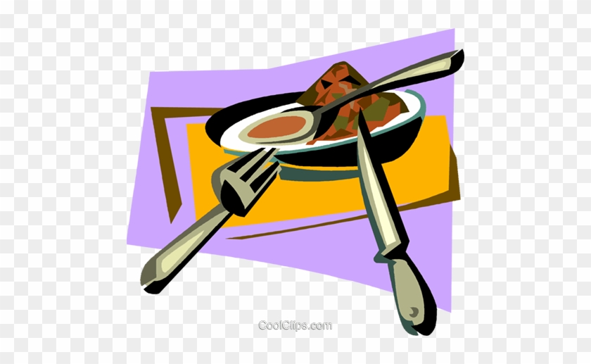 Bowl Of Soup Royalty Free Vector Clip Art Illustration - Gif De Cubiertos #1405535