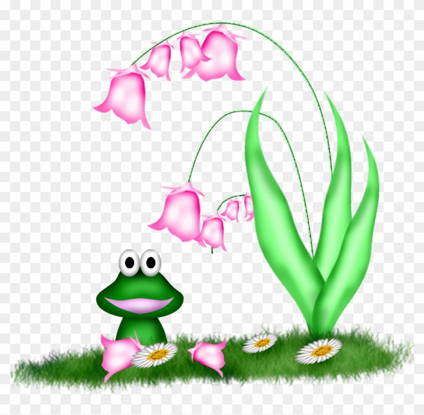 Clip Art - Frog Under Flower Clipart #1406675