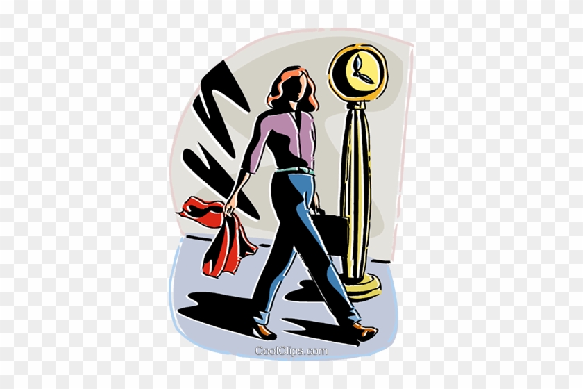 Businesswoman Walking Home From Work Royalty Free Vector - Cartoon #1406762