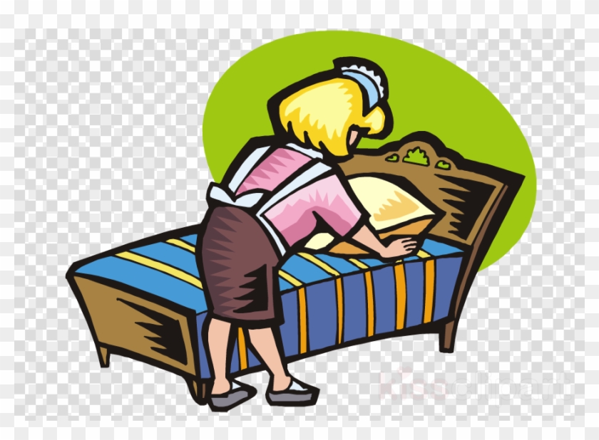 Bed Making Clipart Bed-making Clip Art - Make The Bed Cartoon Png #1406896