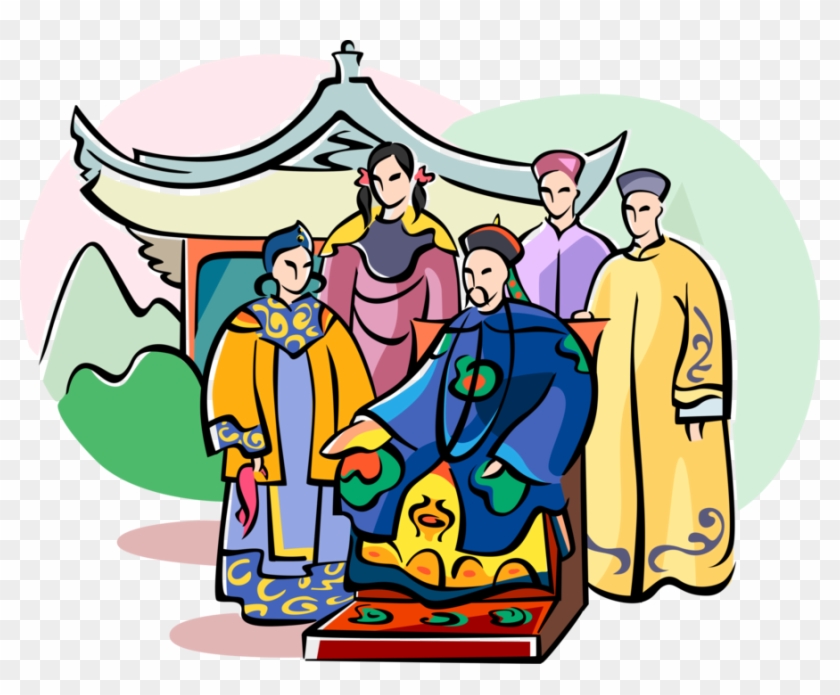 Vector Illustration Of Chinese Emperor And Imperial - Illustration #1406948