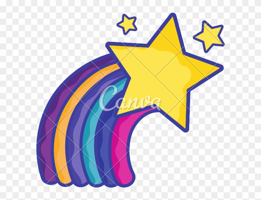Bright Rainbow In The Sky With Stars Design - Vector Graphics #1407066