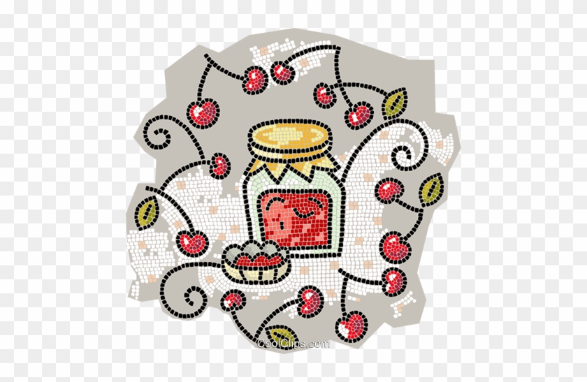 Jar Of Cherry Jam Royalty Free Vector Clip Art Illustration - Needlework #1407346