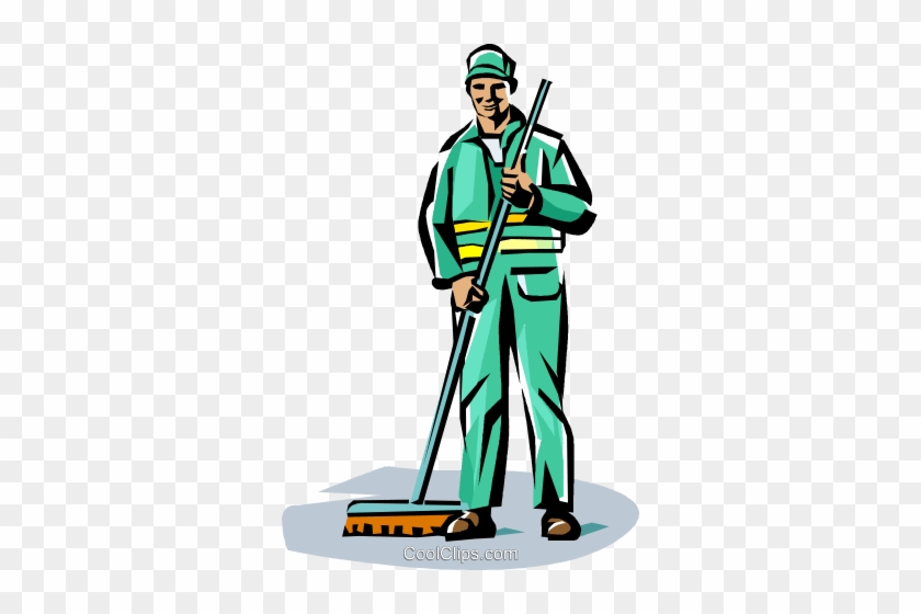 Janitor Royalty Free Vector Clip Art Illustration - Custodial Clipart #1407352