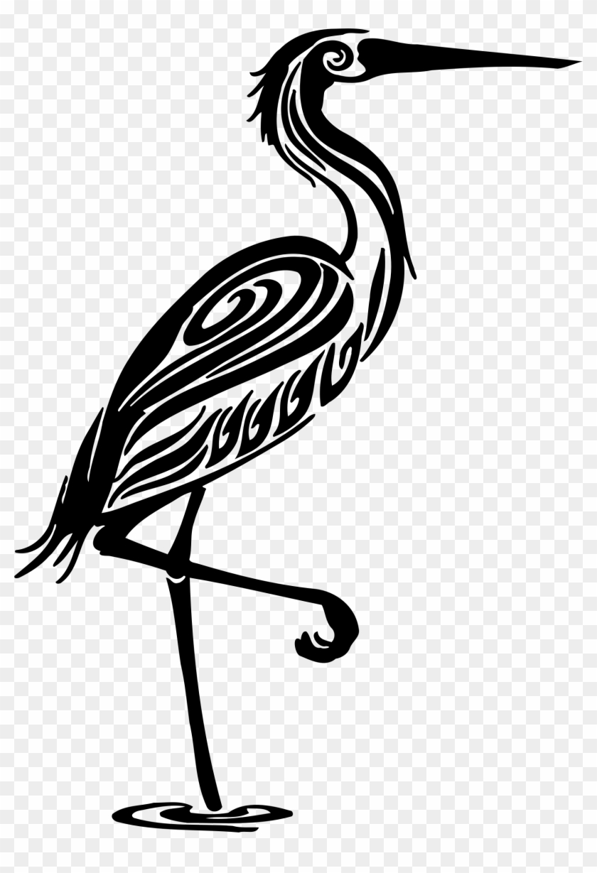 Big Image - Tribal Crane Bird Vinyl Sticker Wall Art, Black #1407450